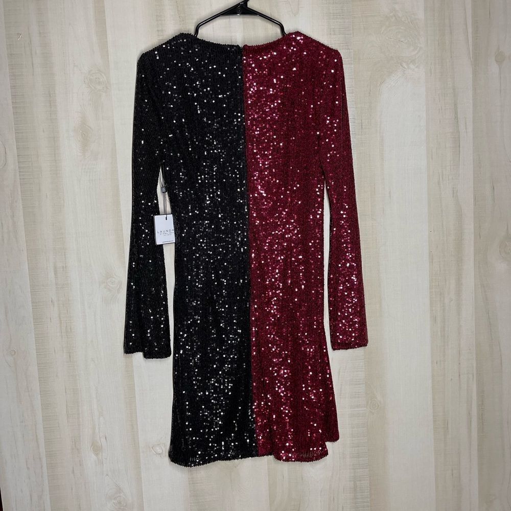 New with tags Laundry by Shelli Segal red black sequin long sleeve dress, sz 6 - Picture 15 of 15
